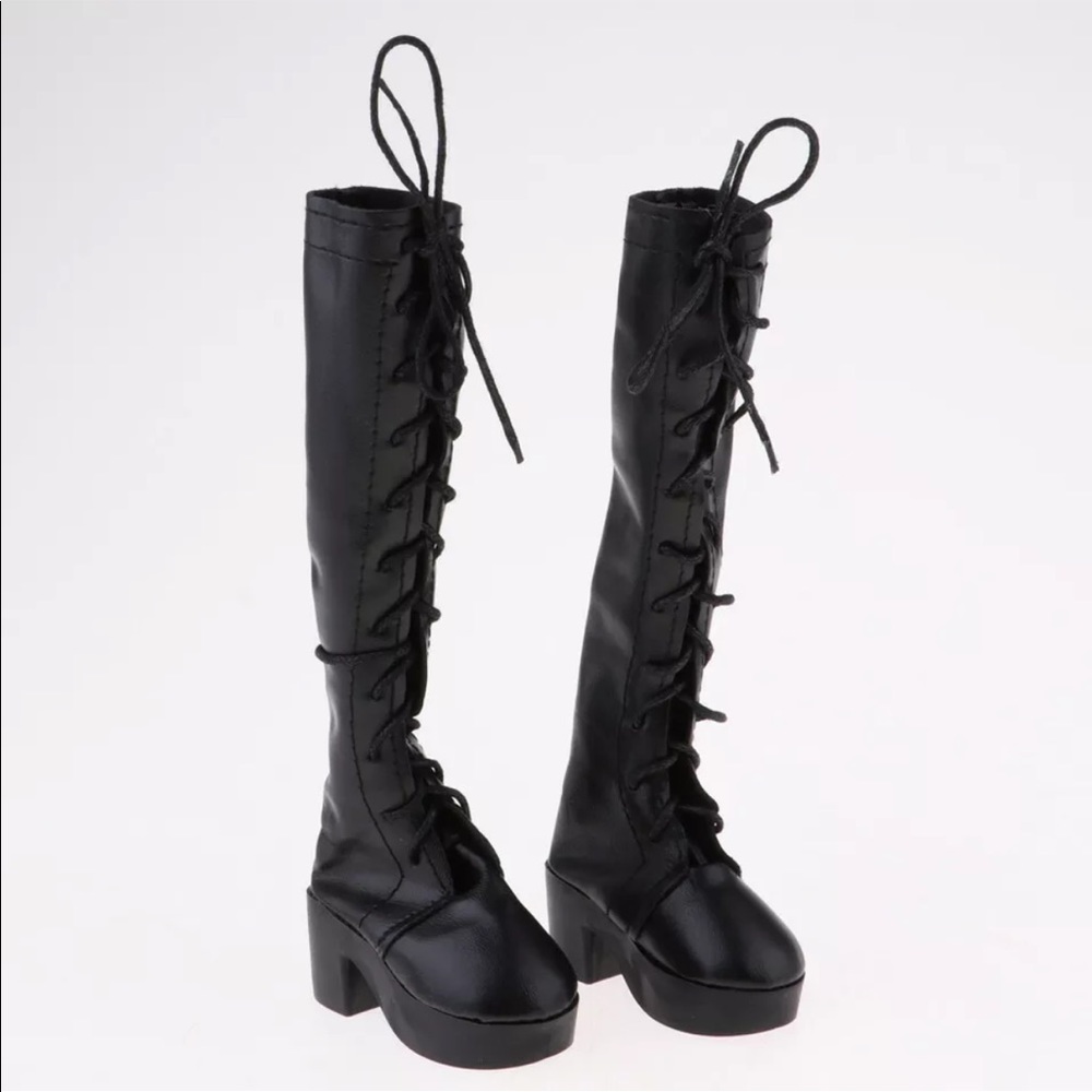 Doll Shoes Black Lace Up Boots for 1/3 BJD